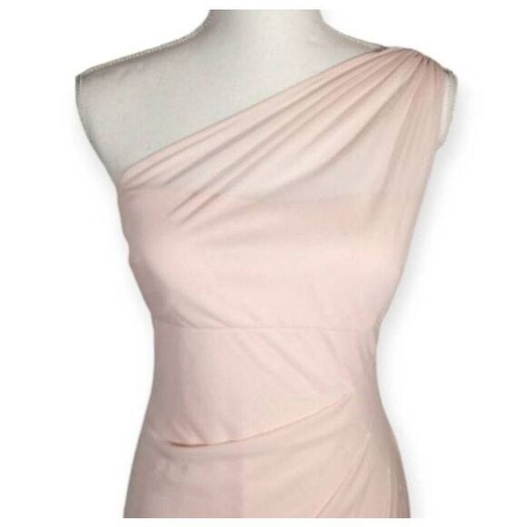DAVID'S BRIDAL PINK ONE SHOULDER GOWN SZ.2 EUC - Picture 3 of 7